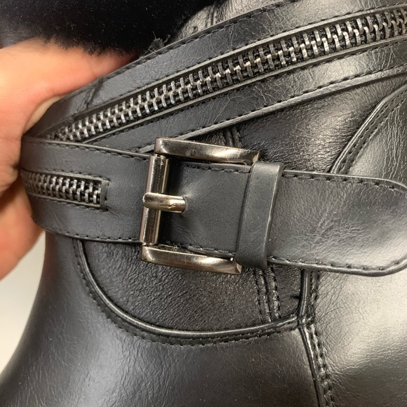 Faux Fur Lined Winter Boots in Black Faux Leather - Picture 9 of 14